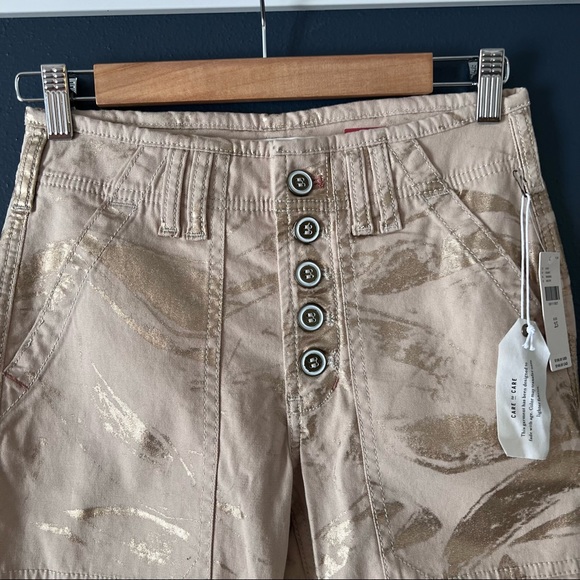 Anthropologie Wanderer utility pant khaki and gold painted - Picture 9 of 14